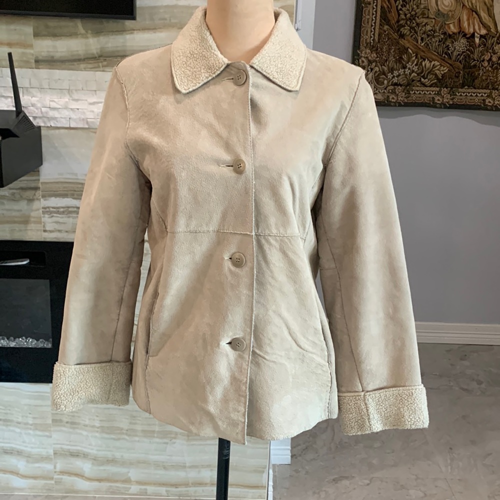 Colebrook‎ & Co Cream Leather Coat/Jacket. Size S